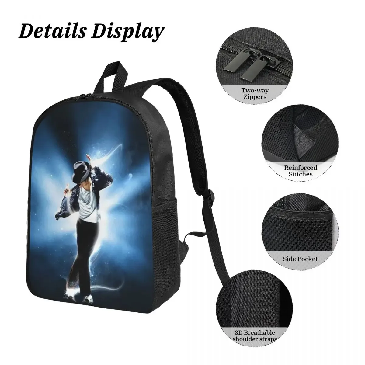 sac à dos michael jackson pour musiciens, chanteurs et danseurs, sac d'école, sac à bandoulière pour ordinateur portable, 3 sacs à bandoulière, sac à déjeuner isotherme, trousse à crayons