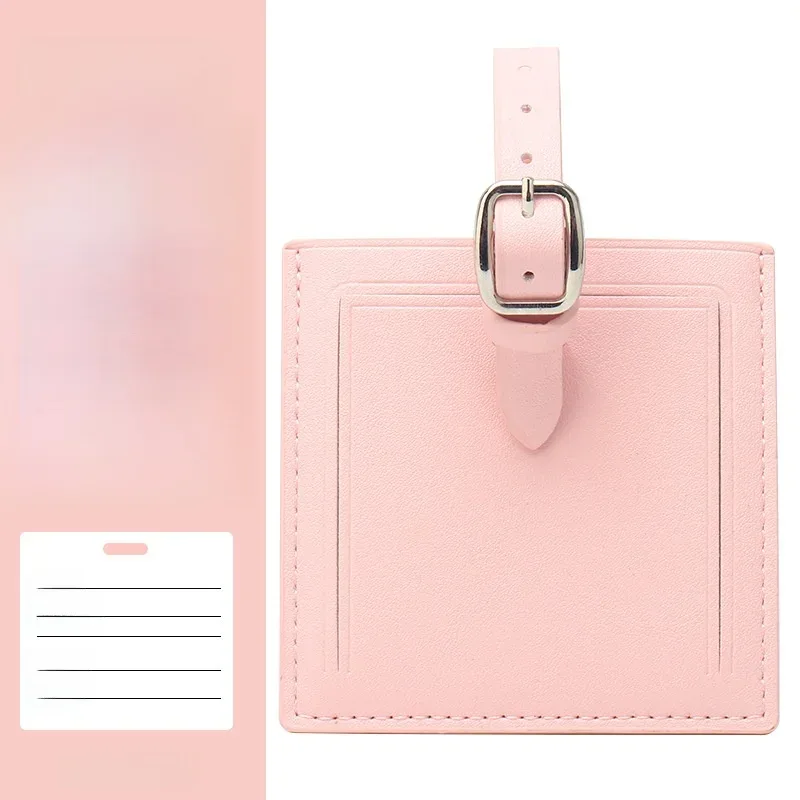 étiquette de bagage carrée en cuir de luxe, porte-carte d'identification de valise dissimulé, étiquette vierge au design épuré pour les élus d'affaires
