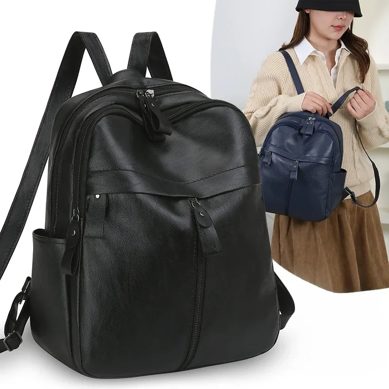 Sac à dos en cuir souple grande capacité, sac de voyage décontracté, sac à bandoulière multifonctionnel pour l'université, le travail et les trajets quotidiens
