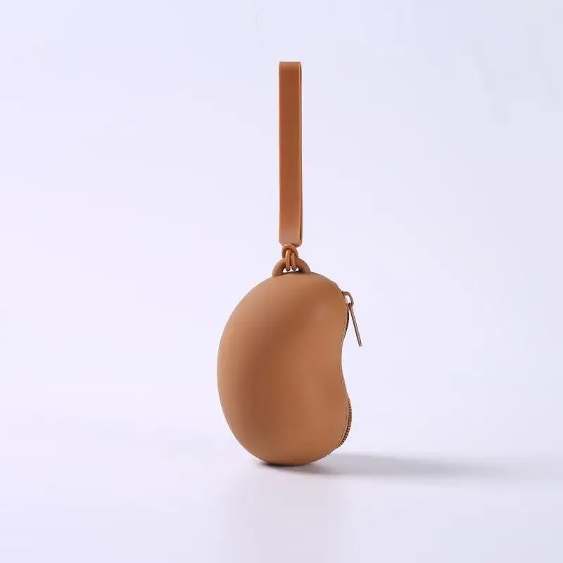 sac de rangement cosmétique en silicone bean, organisateur portable étanche pour écouteurs, câbles de données et porte-monnaie de voyage