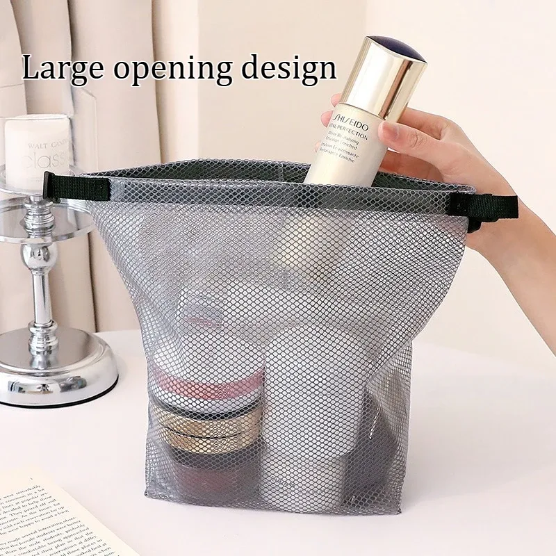 sac de maquillage et de toilette imperméable de grande capacité, organiseur de cosmétiques portable, pochette de rangement de voyage avec bouton