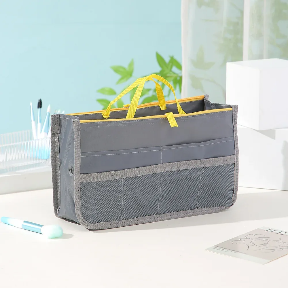 trousse de toilette de voyage multifonctionnelle à double fermeture éclair, grande capacité, organisateur de cosmétiques à plusieurs compartiments, pochette portable