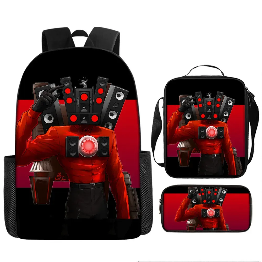 sacoche de livre et de stylo pour étudiants, 3 pièces, toilette, haut-parleur titan, caméraman, sac à dos titan clockman