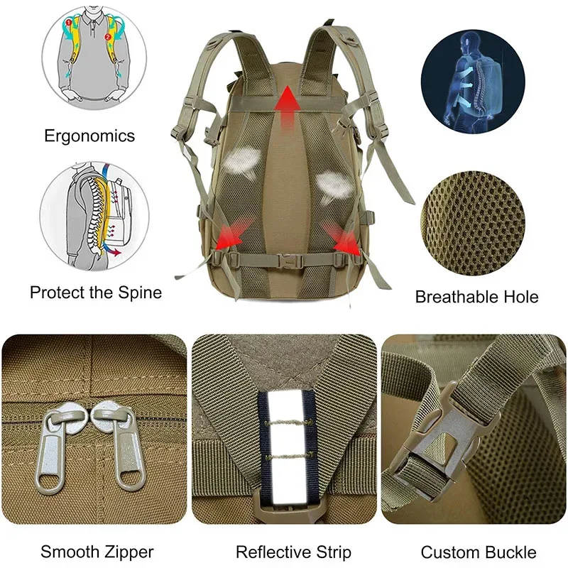 25l 900d nylon sac à dos tactique en plein air sacs à dos imperméables tactique sport camping randonnée chasse sac à bandoulière sac à dos