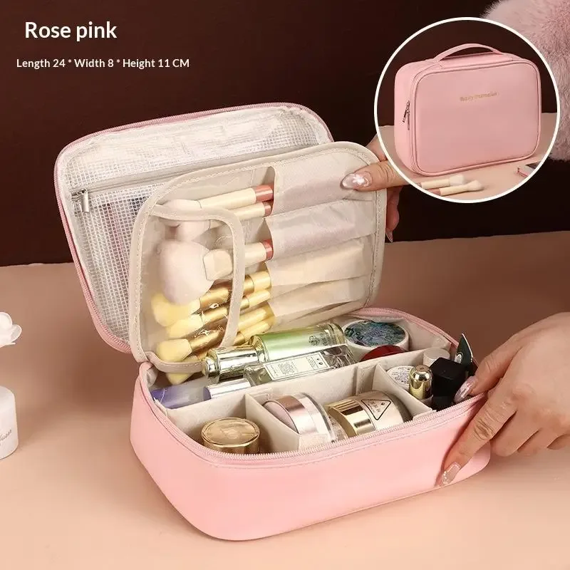 sac à cosmétiques pour femmes, trousse de maquillage à double couche, grande capacité, organiseur de cosmétiques de luxe, essentiels de voyage, sac à cosmétiques pour femmes