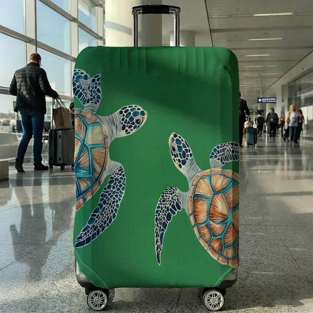 housse de protection pour bagages motif double tortue des profondeurs, convient aux bagages de 18 à 32 pouces, avec protège-poignées, accessoire de voyage