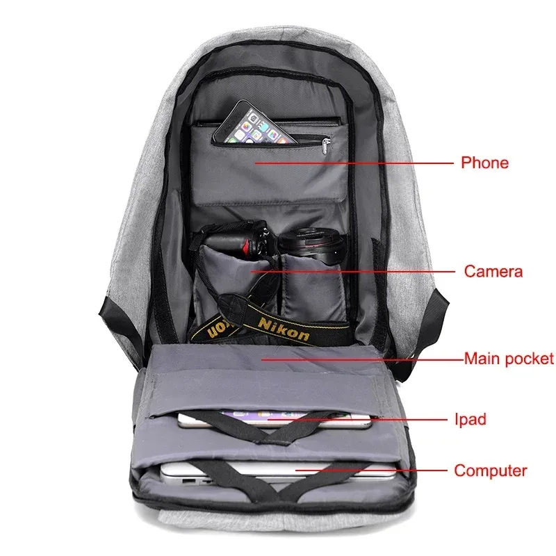 sac à dos antivol 15.6 pouces ordinateur portable hommes mochila mâle sac à dos étanche sac à dos grande capacité école sac à dos concepteur