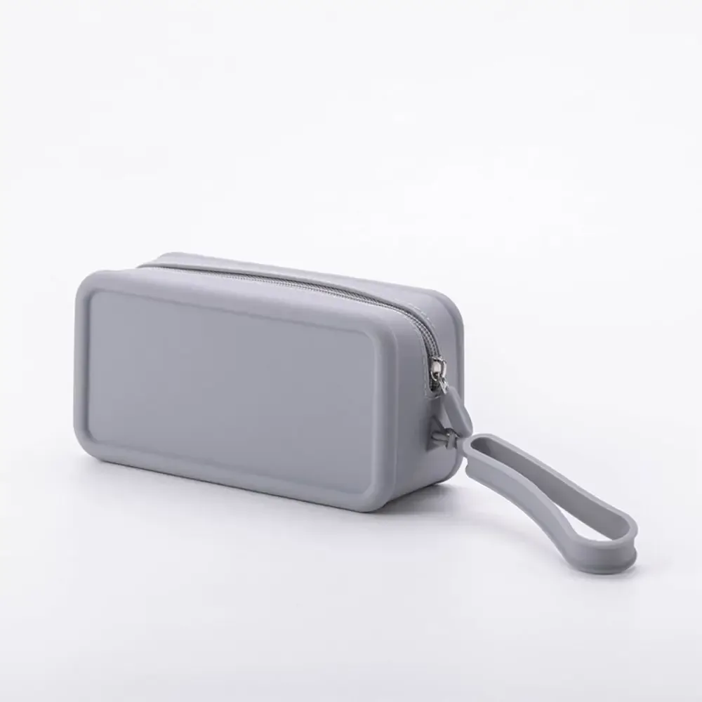 nouvelle pochette à monnaie en silicone imperméable grande capacité, étui pour écouteurs, pochette de voyage unie avec fermeture éclair, trousses et étuis cosmétiques pour étudiants
