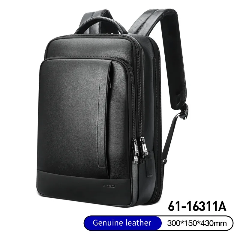 bopai-sac à dos en cuir de vachette véritable extensible pour hommes, sac à dos pour ordinateur portable, affaires, bureau, voyage, luxe, haute qualité, 15.6