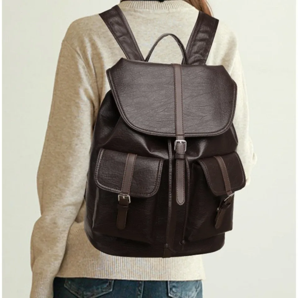 sacs à dos en cuir vintage de haute qualité, grande capacité, adaptés aux magazines a4, pour les trajets quotidiens, les voyages, sac à dos pour filles, sac à dos 3 en 1