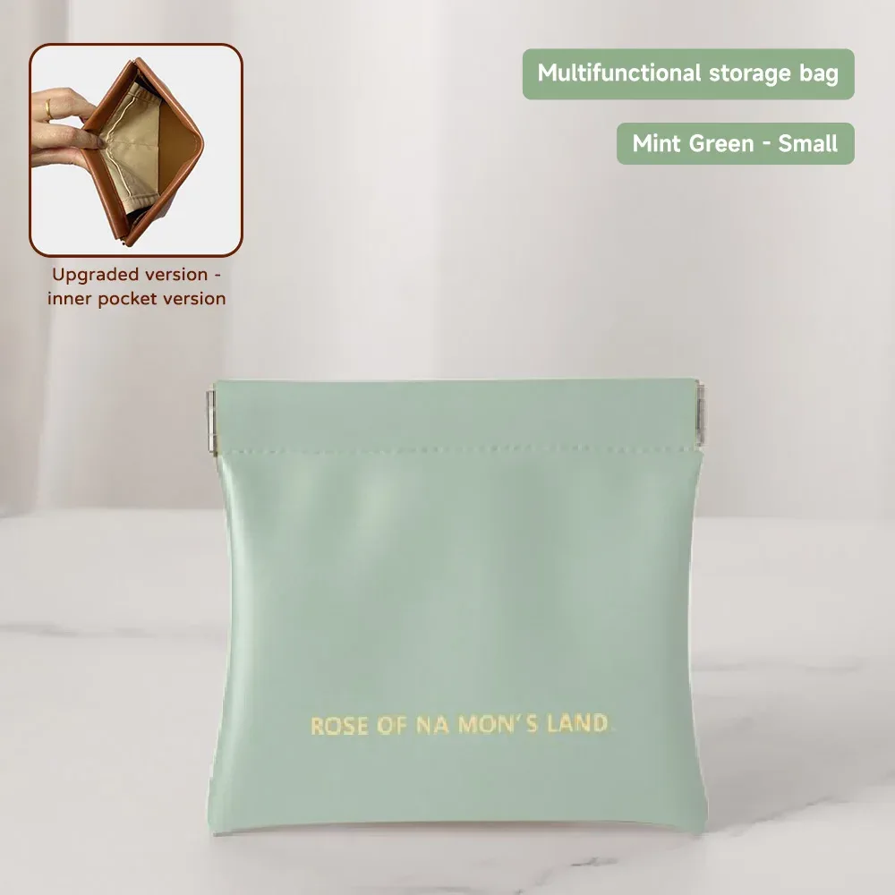 sac de rangement multifonctionnel tendance avec fermeture automatique, porte-monnaie en pu pour écouteurs filaires, mini sac portable pour rouge à lèvres et maquillage