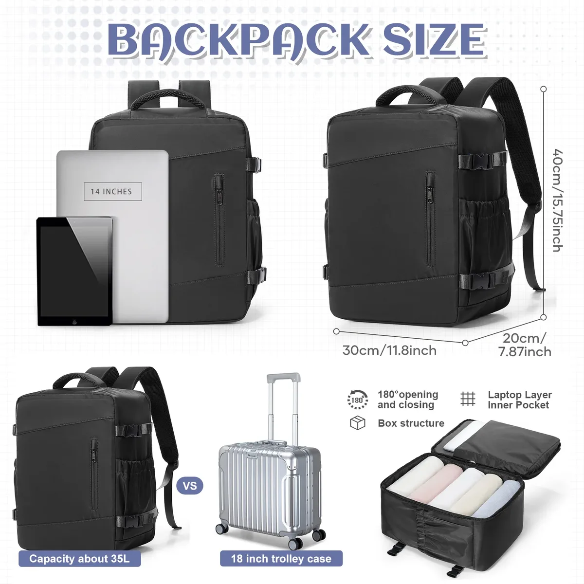 sacs de cabine ryanair 40x30x20, sac à dos de voyage sous siège, sac à dos professionnel, sac à dos décontracté pour l'extérieur, sac à dos pour ordinateur portable pour homme