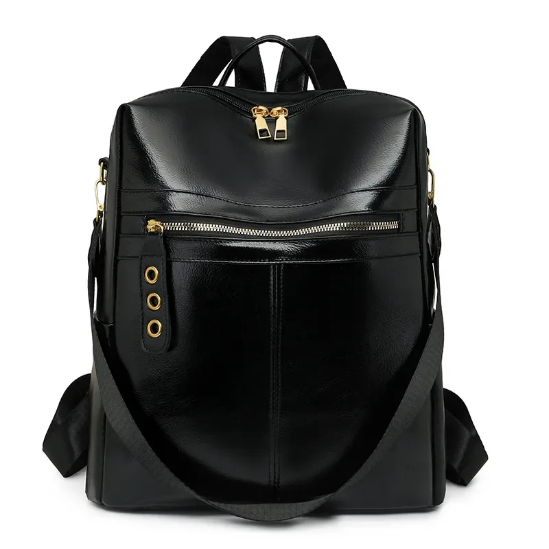 2025 nouveau femmes imperméable à l'eau en cuir pu grand vintage mode voyage affaires sac de travail université collège sac à dos sac à bandoulière