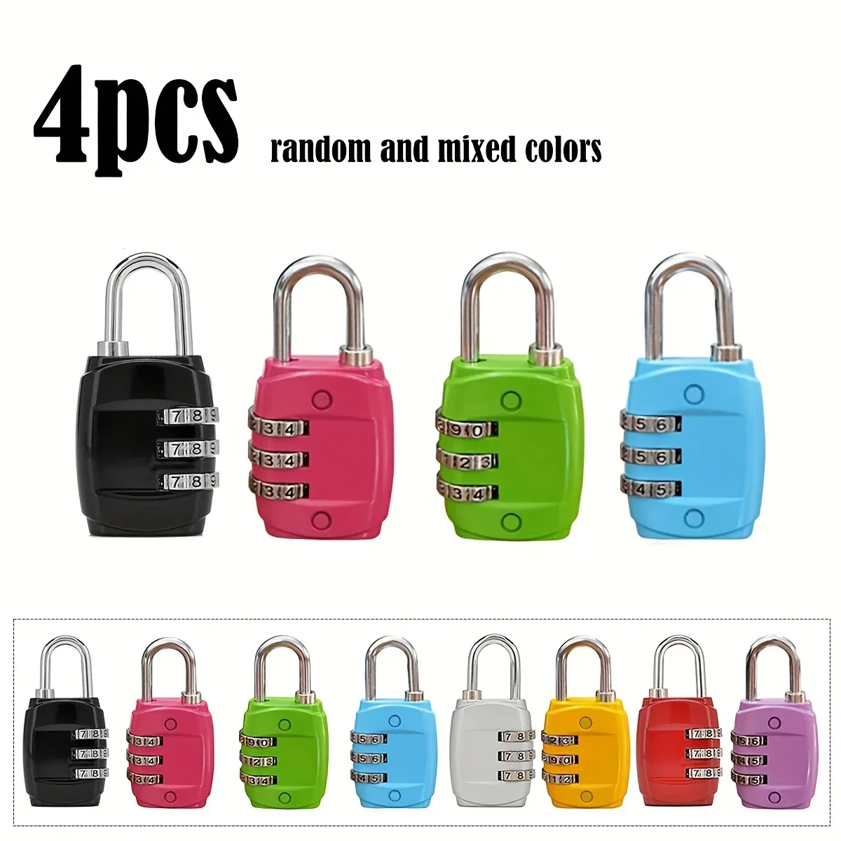 mini cadenas à combinaison à 3 chiffres en alliage de zinc, disponible en plusieurs couleurs, serrure à code d