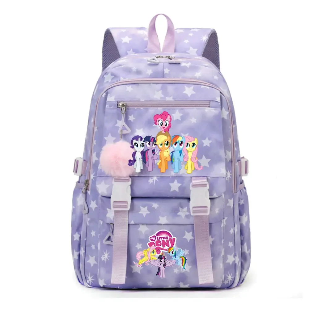 sac à dos d'étudiant imprimé my little pony, cartable de grande capacité pour adolescents, sac à dos de voyage pour ordinateur portable pour femmes