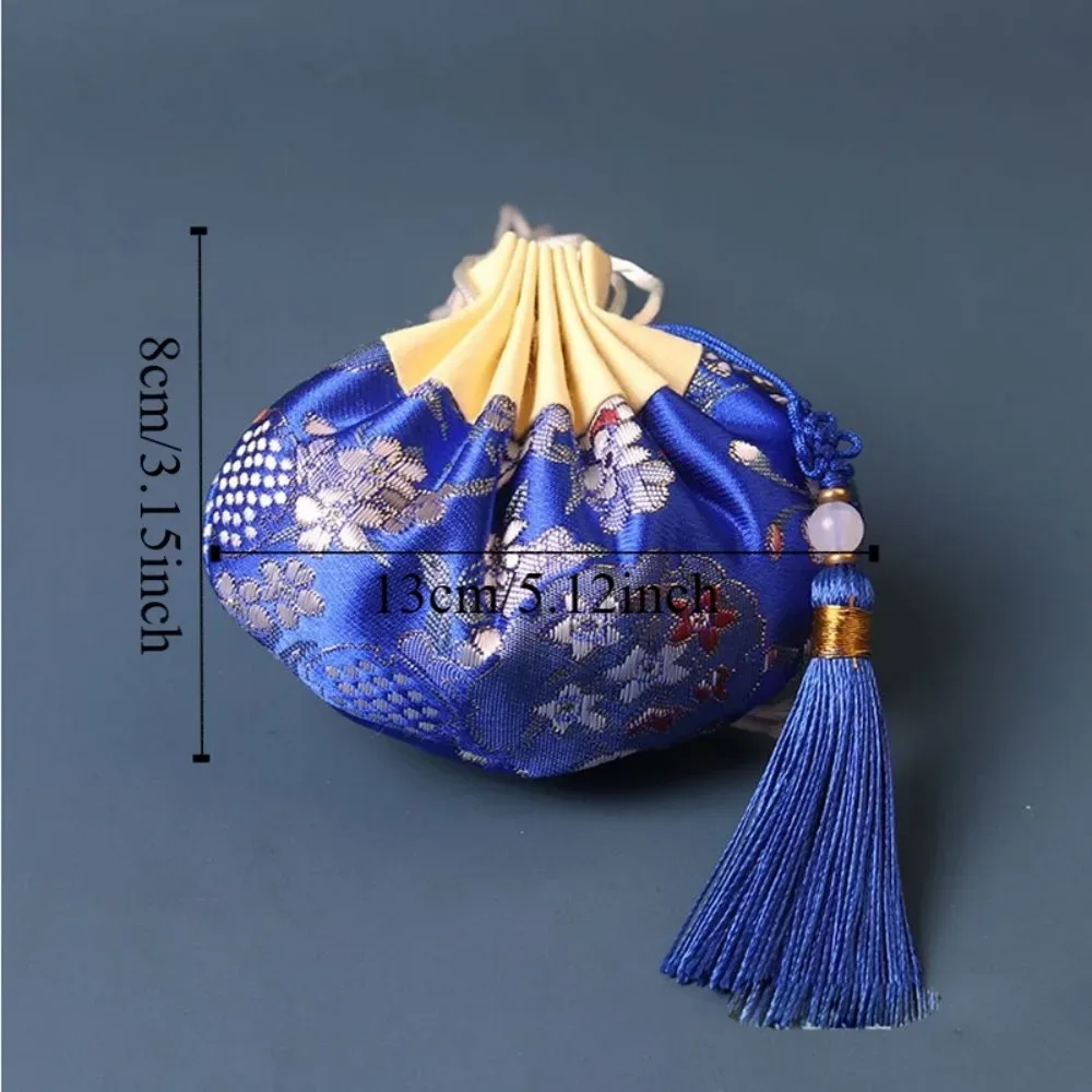 pochette de rangement en tissu brodé à motif floral, style chinois, avec cordon de serrage, vide, pour bijoux et accessoires féminins