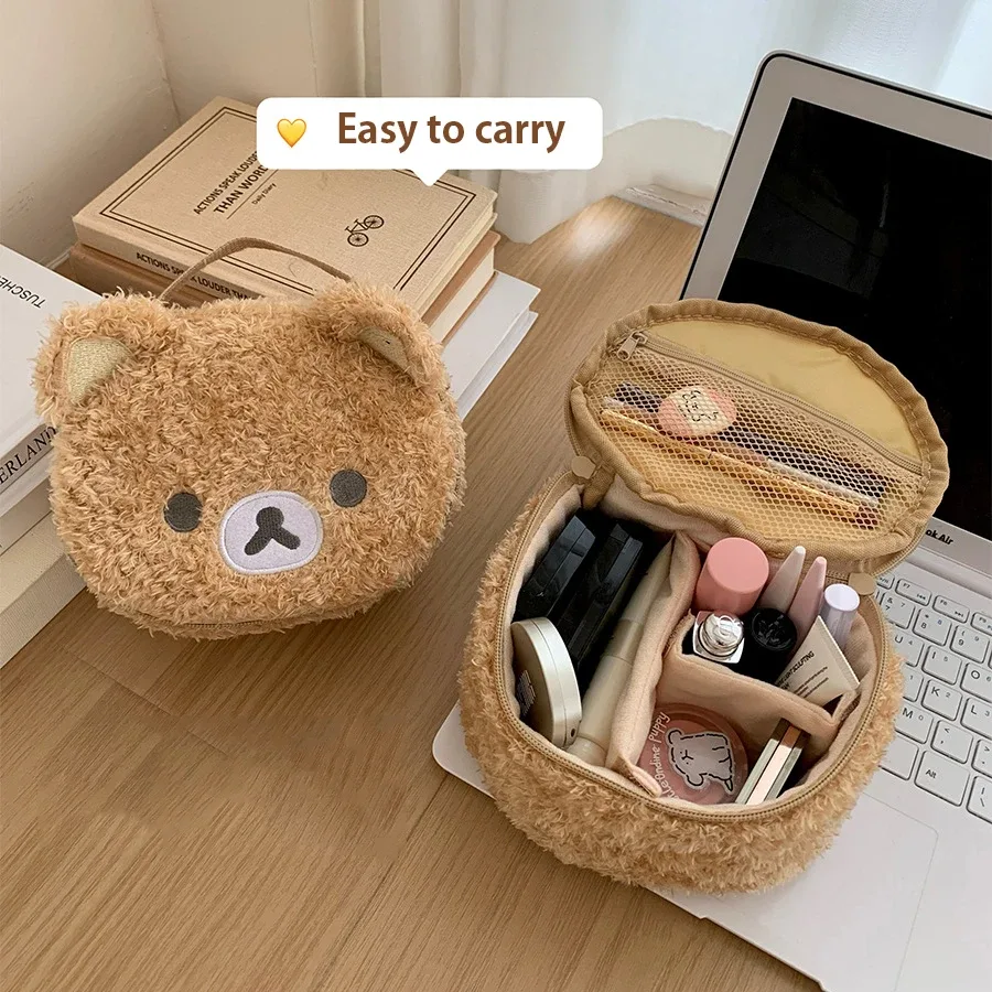 Trousse de Maquillage en Peluche Ours Anime Relaxant, Sac Cosmétique pour Femmes, Pochette de Rangement Bijoux, Organisateur pour Filles, Sacs à Main, Cadeau, Ventes Flash