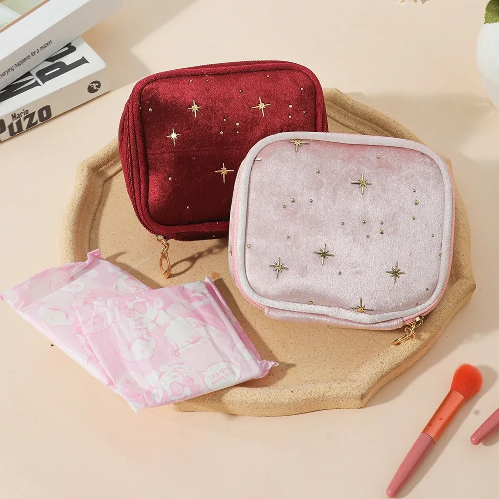 mini sac à cosmétiques carré mignon pour femmes, écouteurs portables, rouge à lèvres, serviettes hygiéniques, pochette de rangement, petits sacs de maquillage à fermeture éclair