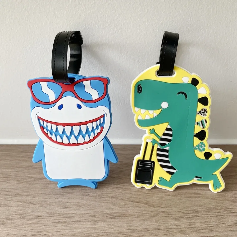 étiquette de bagage dinosaure mignon de voyage, pendentif de signalisation anti-perte, pendentif de sac requin drôle, cadeau unisexe, 1 pièce/2 pièces