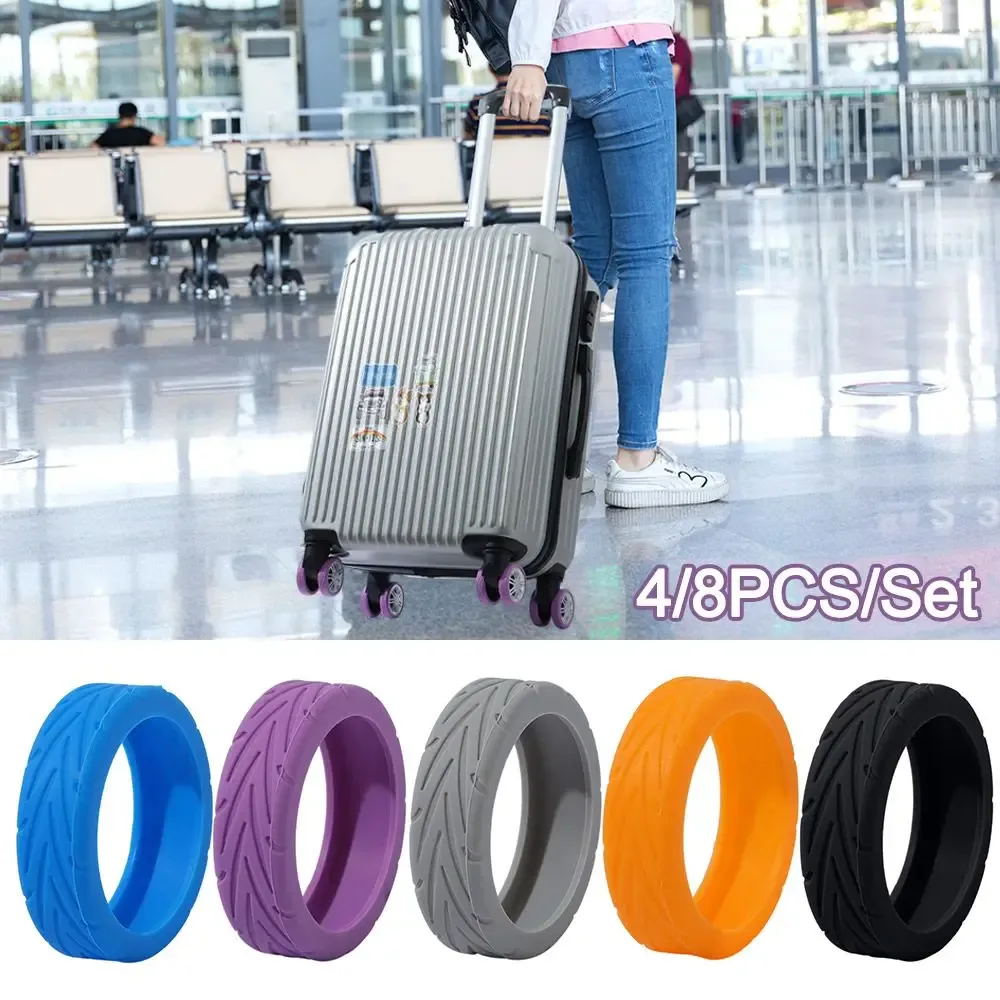 8 pièces/ensemble pièces de valise essieux bagages de voyage roulettes chaussures réduire l'usure de roue avec son silencieux bagages couvre-roues réduire le bruit