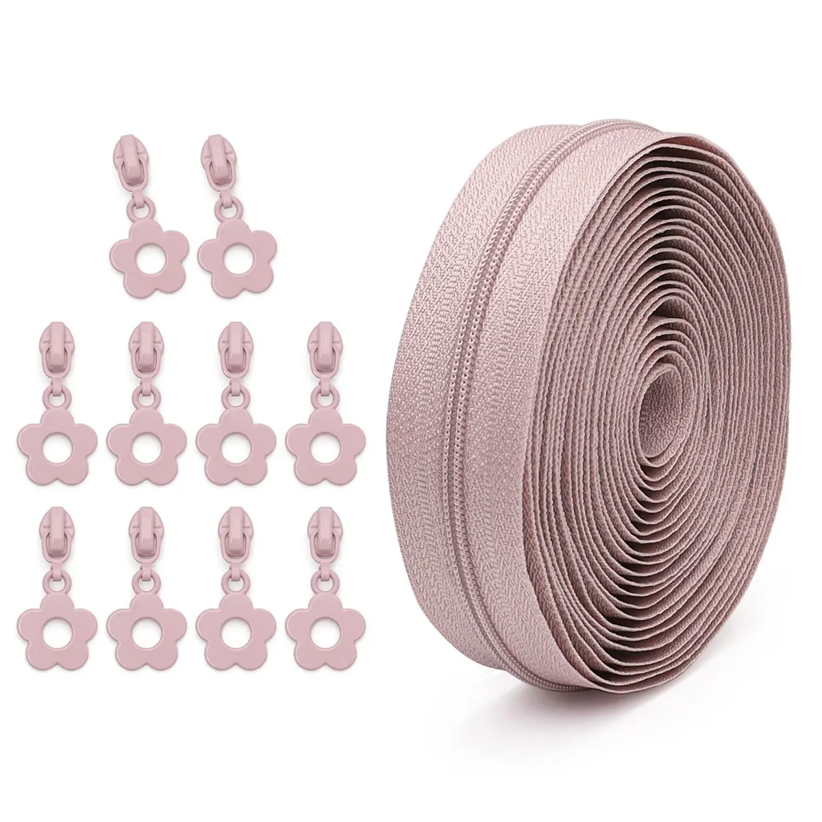 # 3 fermetures éclair en nylon de 4,5 mètres et 10 petits tirettes de fermeture éclair à motif floral, idéales pour le bricolage sur valises, sacs et trousses à crayons