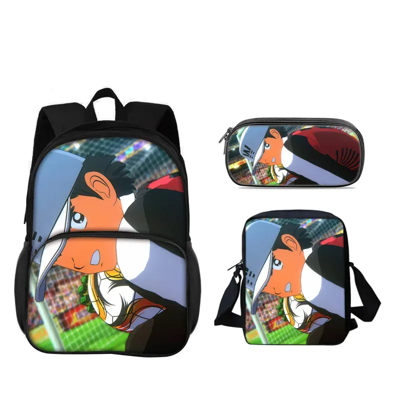 sac à dos captain tsubasa, sac à stylos, sac à bandoulière, ensemble de 3 pièces, polyvalent, pour garçon ou fille, meilleur cadeau d'anniversaire