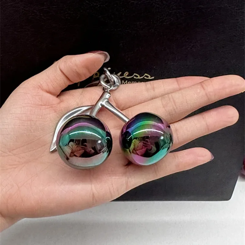 pendentif cerise de couleur dégradée pour sac à main d'entraîneur, sacs à bandoulière, accessoires cadeau, porte-clés pendentif cerises pour femmes