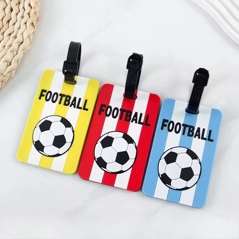 nouveau football pvc étiquette de bagage de voyage femmes hommes carte d'embarquement étiquettes de bagages ét