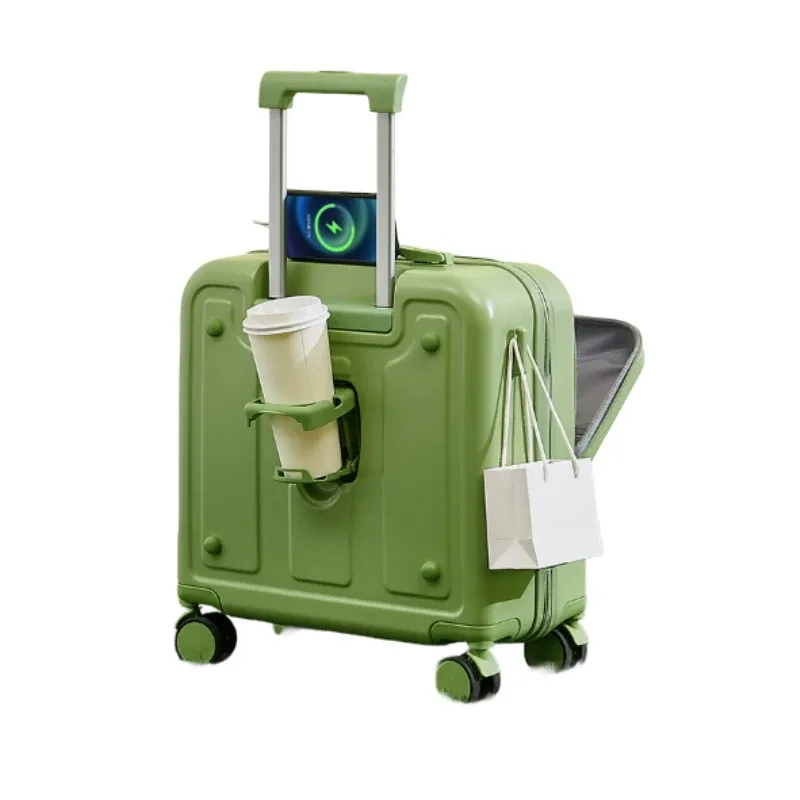 valise à bagages à ouverture frontale, sacs à main 18 pouces 20 pouces pour femmes, étui de cabine léger à coque rigide avec verrouillage par mot de passe, mignon