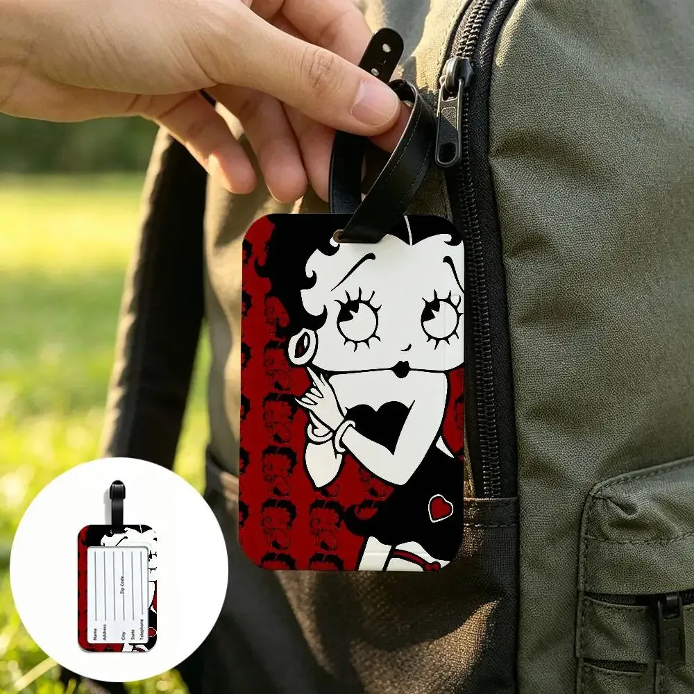 étiquette de bagage anti-perte anime b-bettys sexy boop, porte-carte d'identité en pvc, étiquette de nom pour bagages pour voyage en plein air