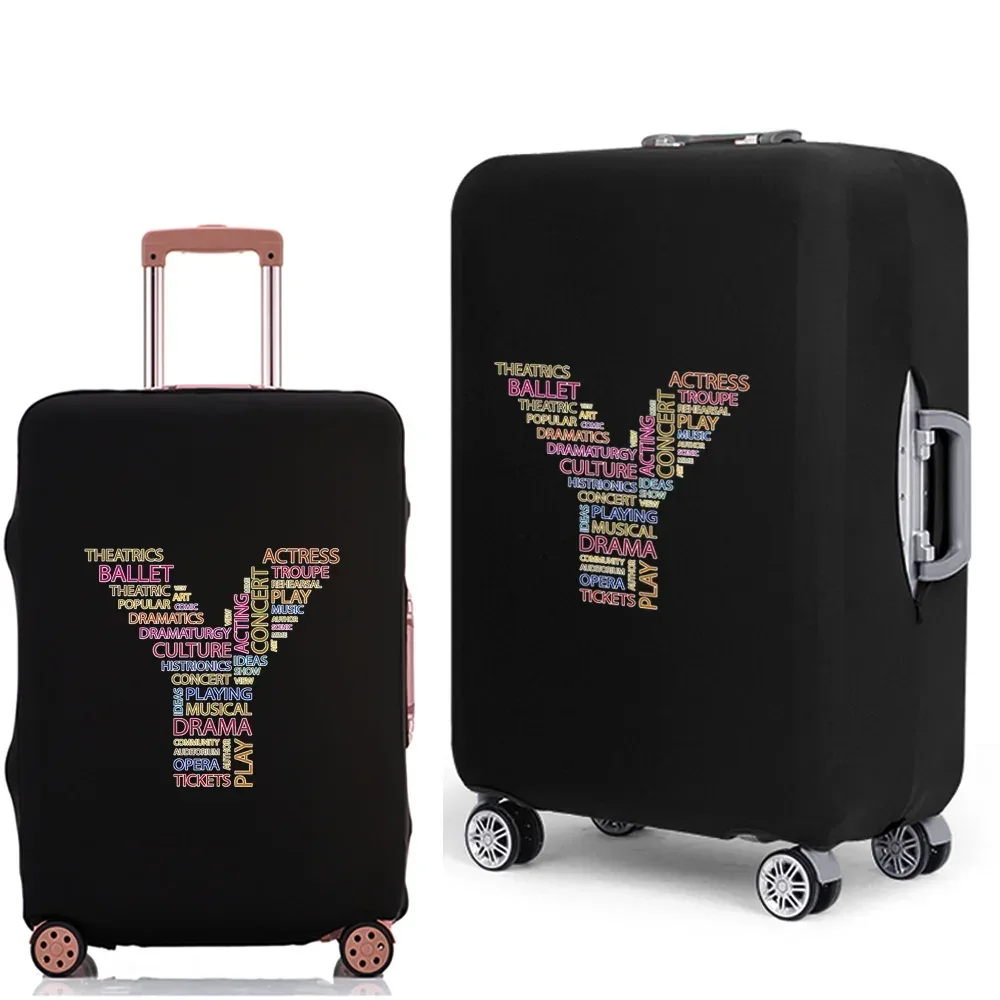 étui à bagages 2022, housse de protection avec texte 26 lettres, motif de voyage, élastique, housse anti-poussière pour valise de 18 à 28 pouces