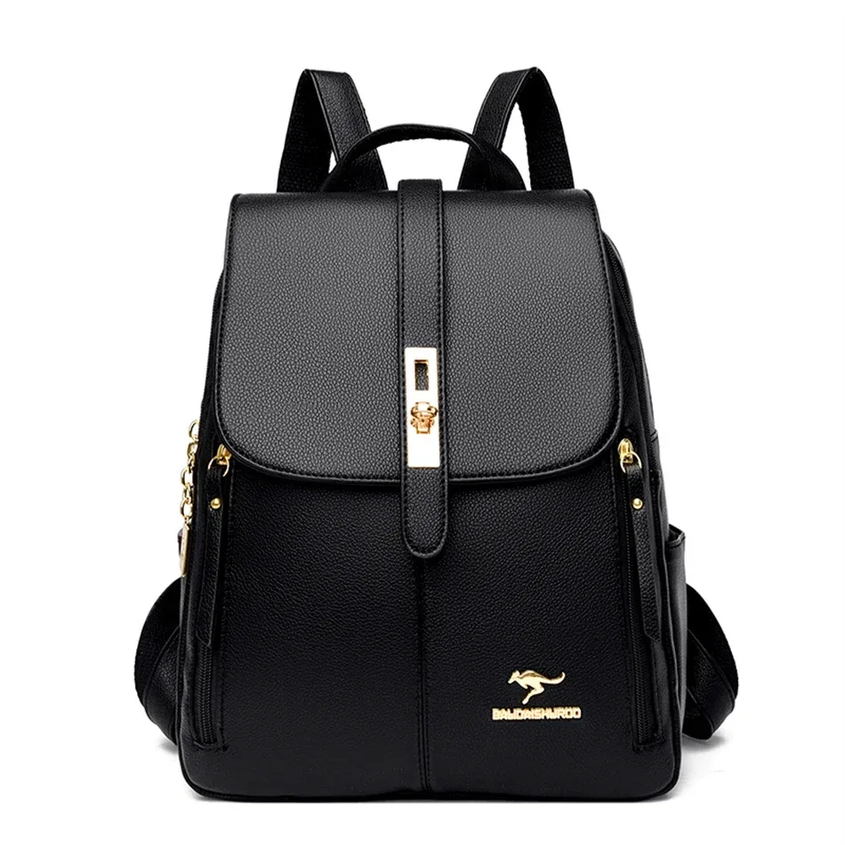 sac à dos de marque en cuir véritable pour femmes, sac à dos de haute qualité pour filles, sacs d'école, sac à dos de voyage pour dames, sac à dos
