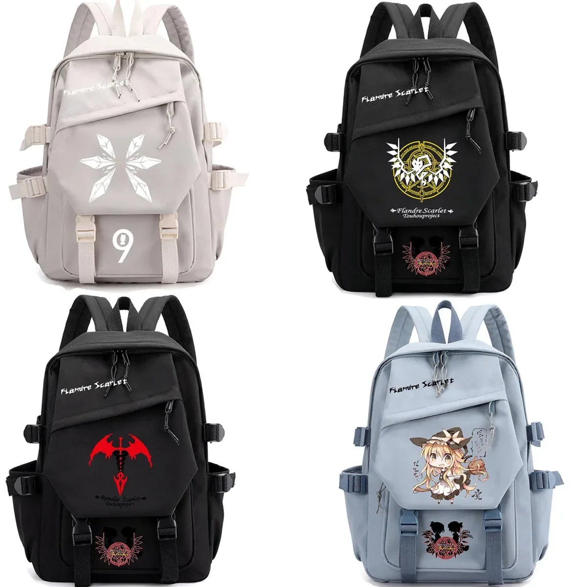 Sac à dos Touhou Project Sac à dos de voyage de grande capacité pour étudiants, imprimé dessin animé Hakurei Reimu Kirisame Marisa