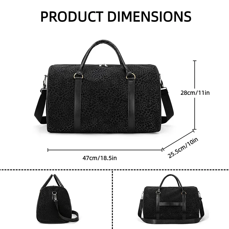 sac de voyage d'affaires pour homme, sac à main noir à motif léopard, compatible avec un ordinateur portable de 16 pouces, sac de voyage pour les déplacements professionnels et les vacances