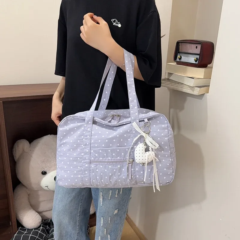 sac fourre-tout à pois pour femme, grande capacité, léger, sac de voyage décontracté, pochette à main, sac à main pour les sorties, le shopping et les voyages