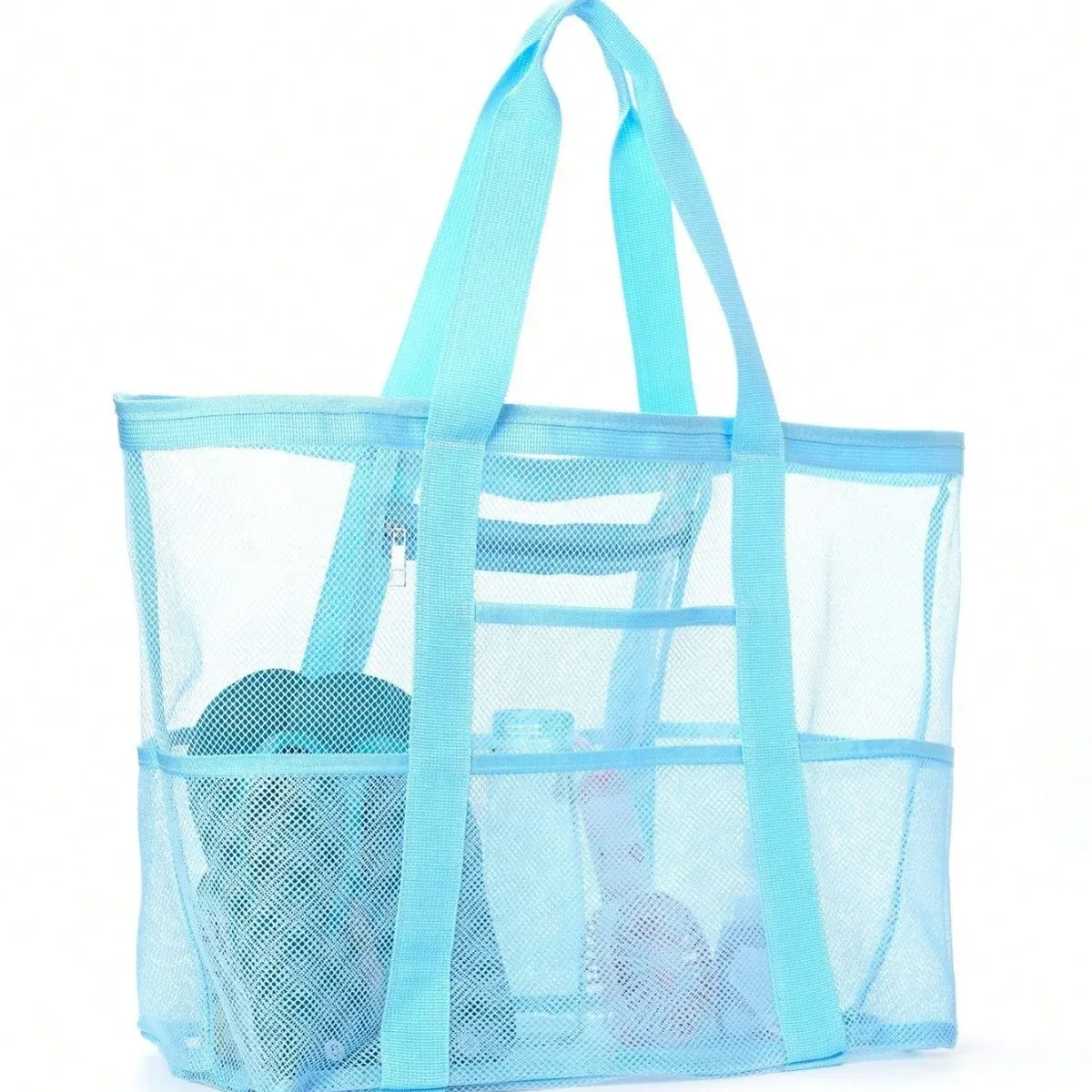 sac fourre-tout en maille respirante multi-poches de grande capacité, à séchage rapide, sac de rangement multi-compartiments pour articles de sport et de natation