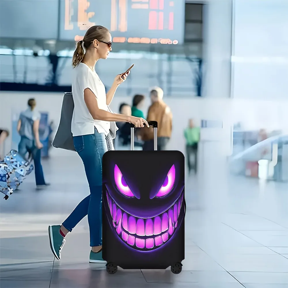 1 housse de bagage motif visage de monstre violet. convient aux valises de 18 à 32 pouces ; protège efficacement vos bagages