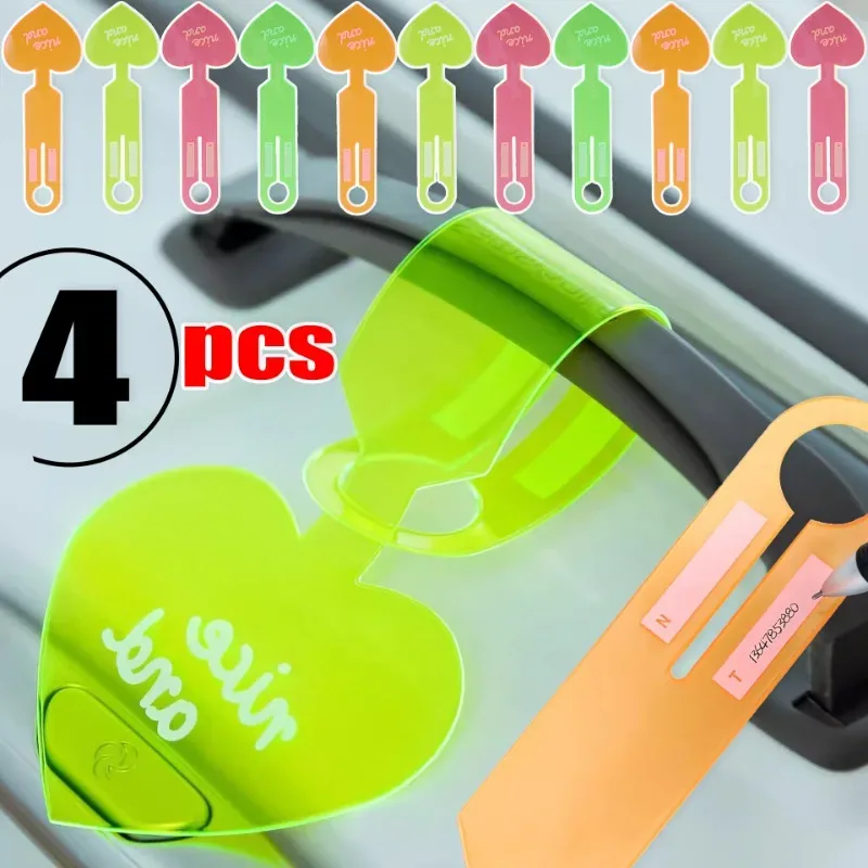 Étiquette de bagage fluorescente en PVC, Anti-perte, inscriptible, enregistrement d'informations, étiquette de sac à bandoulière Flexible, étiquette d'identification rapide