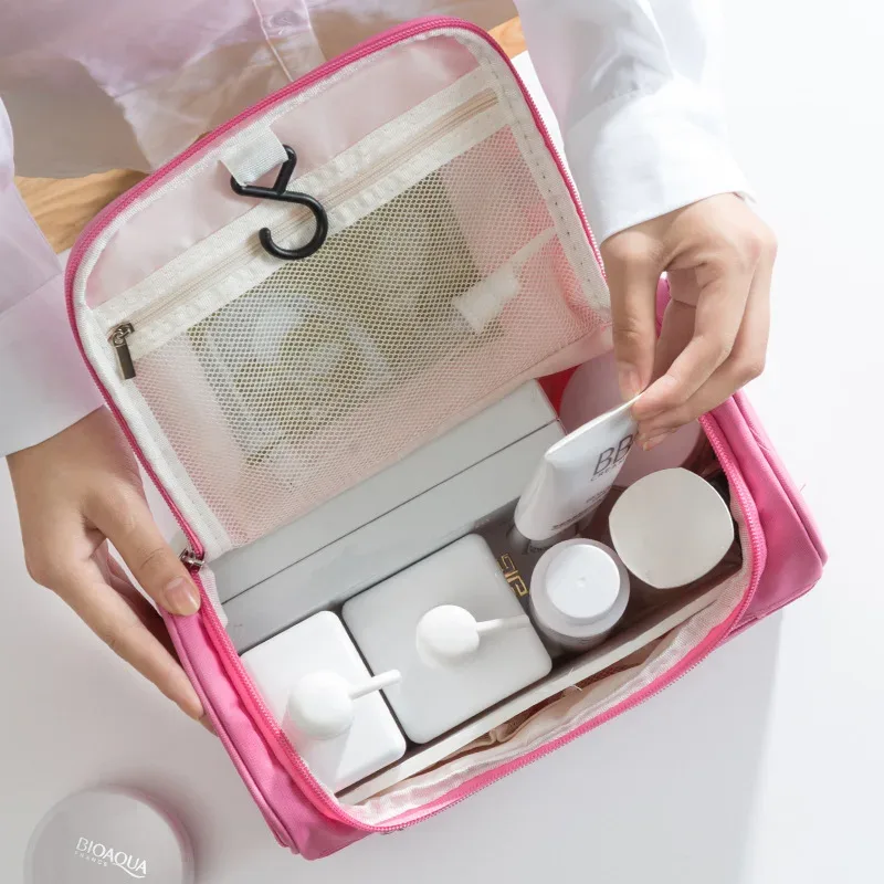grande trousse de toilette imperméable pour femmes et hommes, organiseur de voyage avec compartiments de rangement
