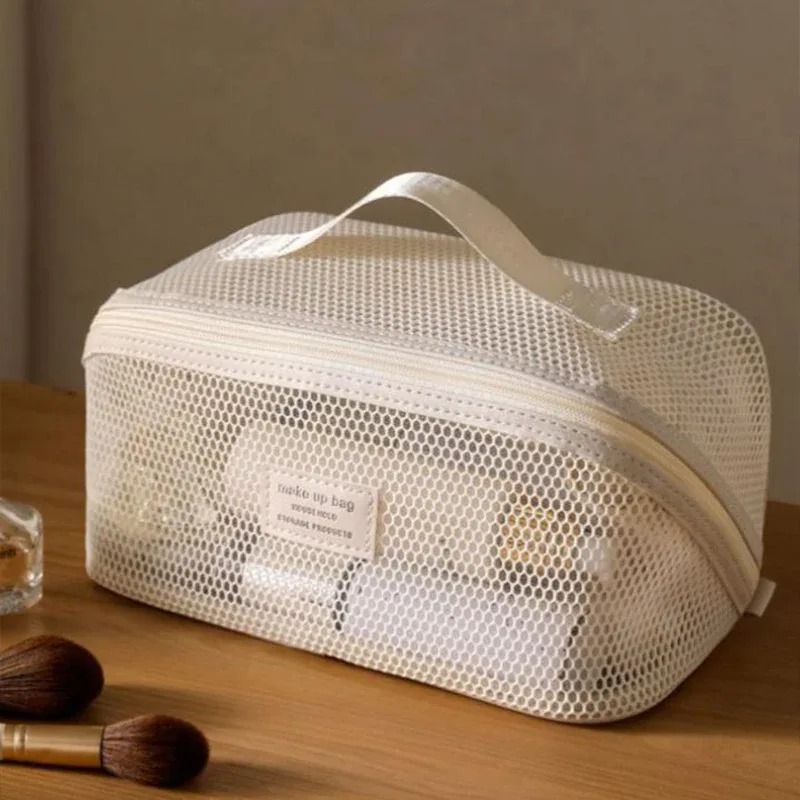 sac de voyage en maille de luxe léger, grande capacité, compartiments de rangement, portable, pour produits de soin de la peau et articles de toilette