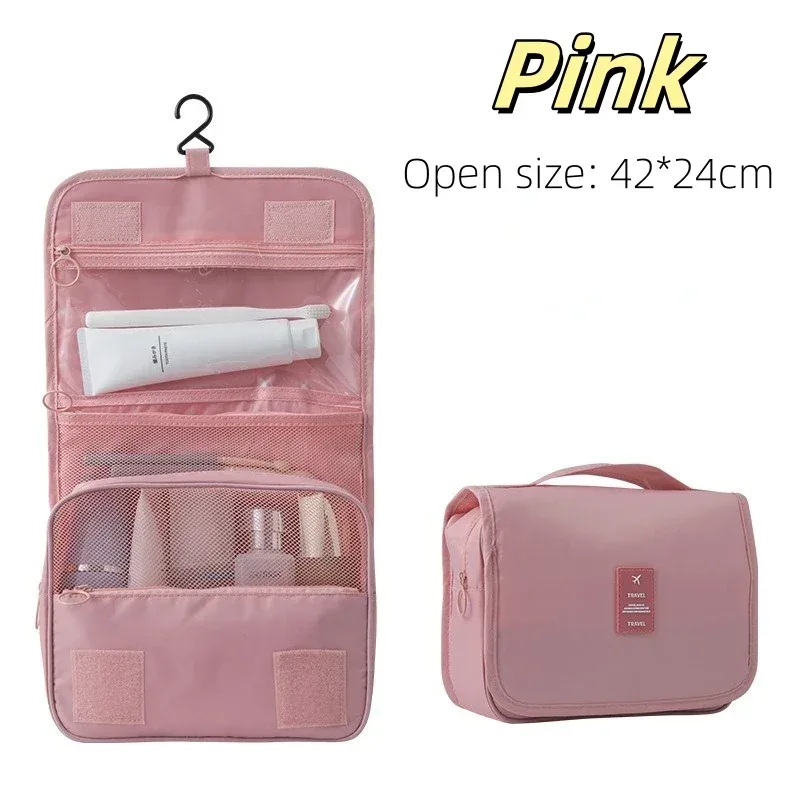 trousse de toilette de voyage imperméable de haute qualité pour femmes, organisateur de maquillage avec crochet de salle de bain, pochette de lavage et sac de rangement pour maquillage