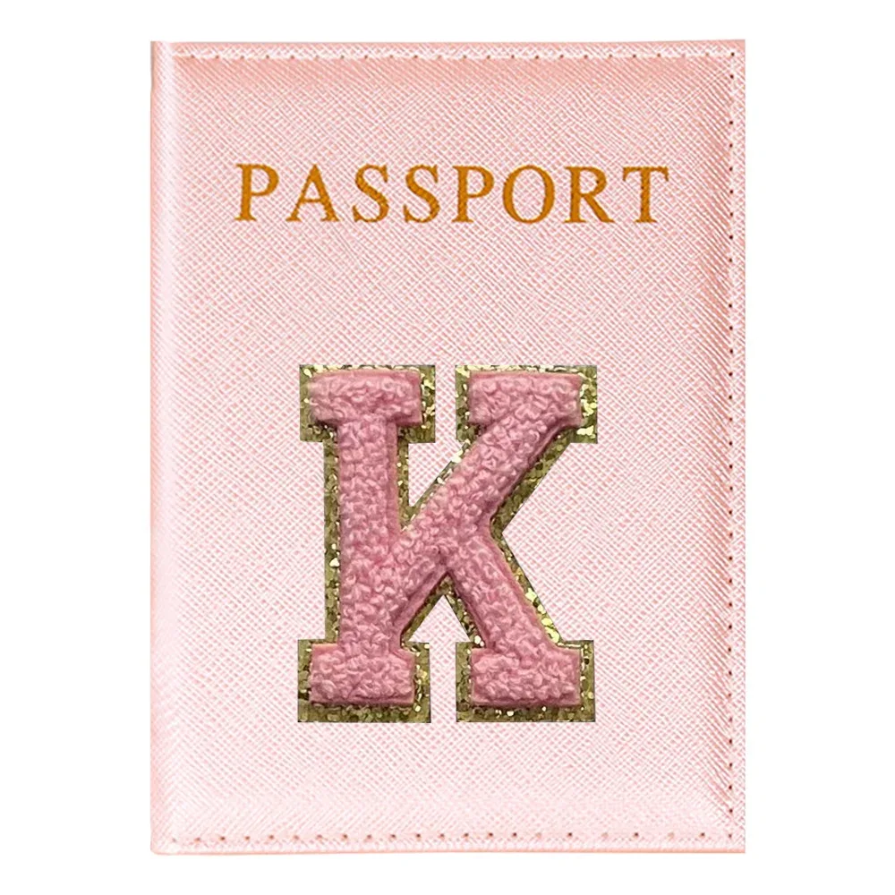 porte-passeport série lettres roses plan aérien accessoires de voyage couverture d'identité portable carte bancaire passeport affaires portefeuille en polyuréthane