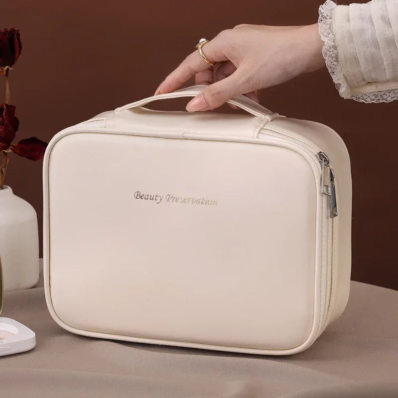 nouvelle trousse de toilette femme grande capacité, sac de maquillage portable de luxe pour voyage, pochette de rangement pour articles de toilette quotidiens