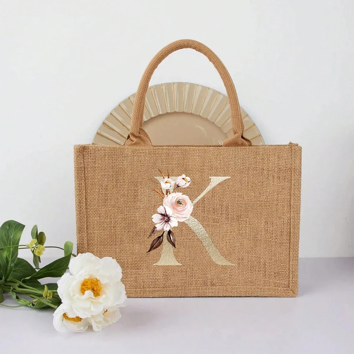 nouveau sac à main élégant en lin à motif lettres dorées, sac à main portable multifonctionnel, sac en lin, sac à main simple grande capacité, sac de rangement décontracté portable, sac de courses multifonctionnel, nouveau design, grande capacité, parfait pour le shopping