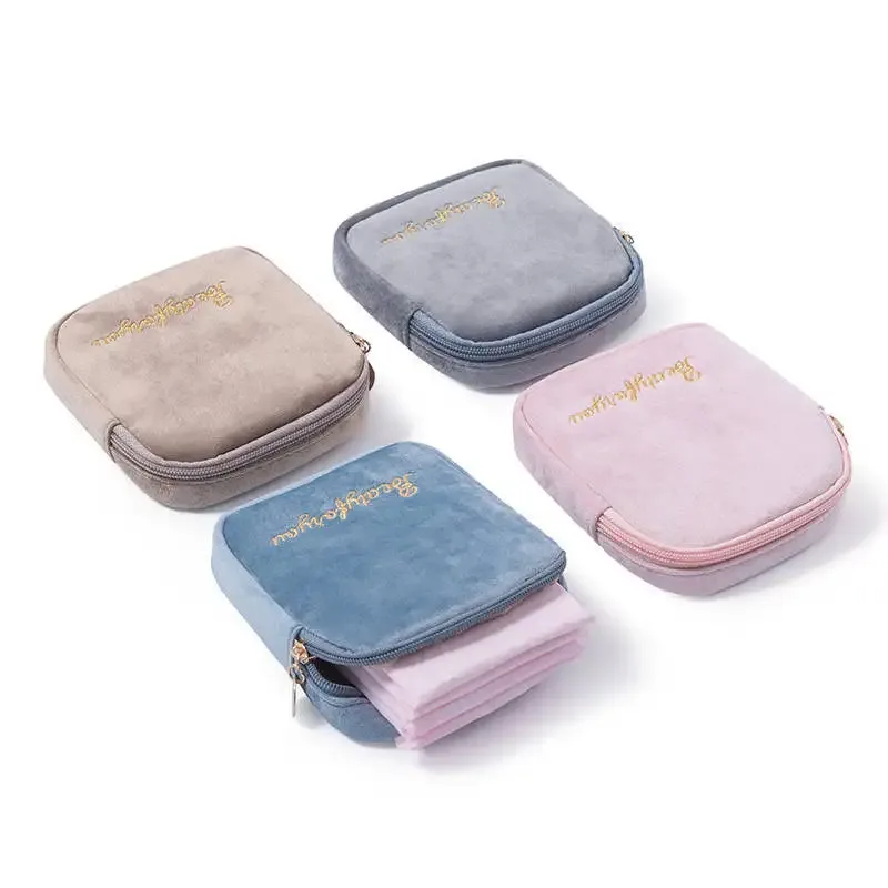 Sac de rangement de serviettes hygiéniques pour couches pour filles, sacs de serviettes hygiéniques en velours, organisateur de bijoux, pochette pour écouteurs, étui à cosmétiques