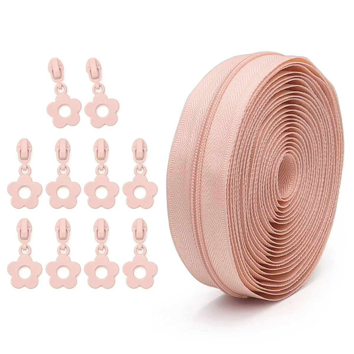 # 3 fermetures éclair en nylon de 4,5 mètres et 10 petits tirettes de fermeture éclair à motif floral, idéales pour le bricolage sur valises, sacs et trousses à crayons