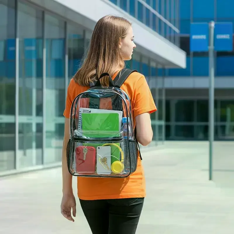 sacs à dos transparents imperméables en pvc, sangles réglables, doubles fermetures éclair durables, pour stade de baseball, sac à dos léger et transparent, 1 pièce
