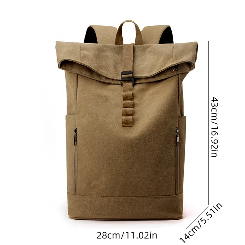 sac à dos roulant roulé voyage 15,6 pouces ordinateur portable sac à dos d'affaires sac d'école de randonnée en plein air sacs de rangement de bagages de week-end en toile