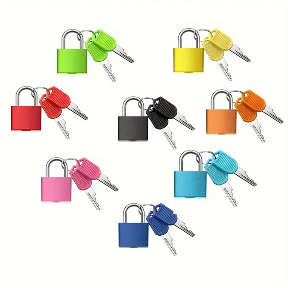 Lot de 6 petits cadenas robustes avec 2 clés pour valise, serrure antivol pour tiroir, agenda, étui en plastique coloré