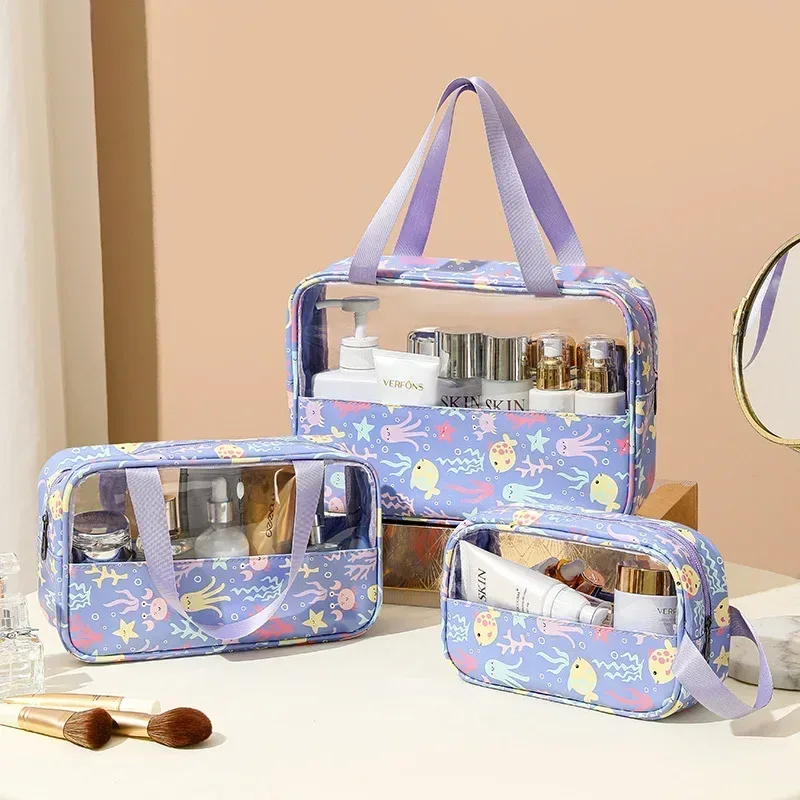 trousse de toilette femme 3 pièces translucide grande capacité – sacs de voyage essentiels pour cosmétiques et articles de bain
